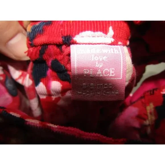 The Children's Place Baby Girls 6–9M Red Floral Corduroy Dress Bloomers Set - Picture 3 of 6